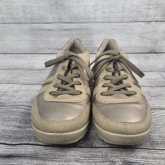 Womens Size 38 EU Ecco Mobile III Premium Shoes Beige Gold Bronze Sneakers - Picture 4 of 7